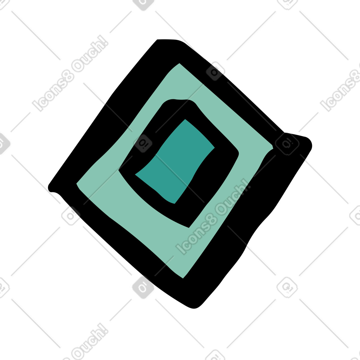 Hand drawn teal rhombus shapes-Illustration im Scandi-Stil als Download in PNG, SVG
