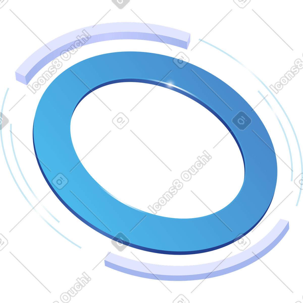 Rotating loader ring, data processing loop, ui element illustration in PNG, SVG