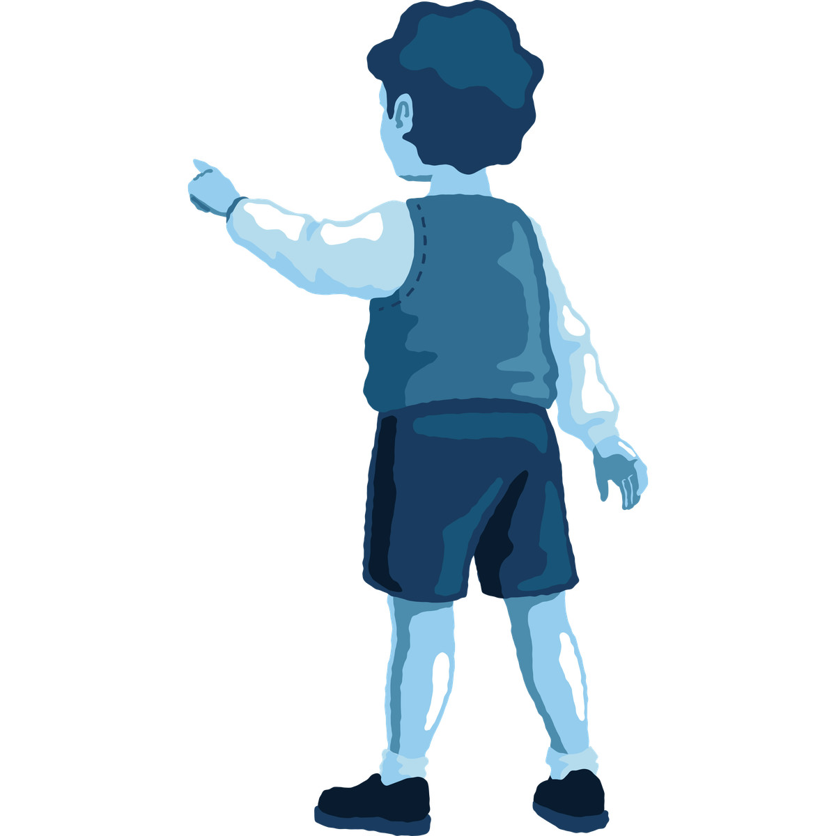 下载 Cherry 风格的 Boy pointing back 插画，支持 PNG、SVG 格式