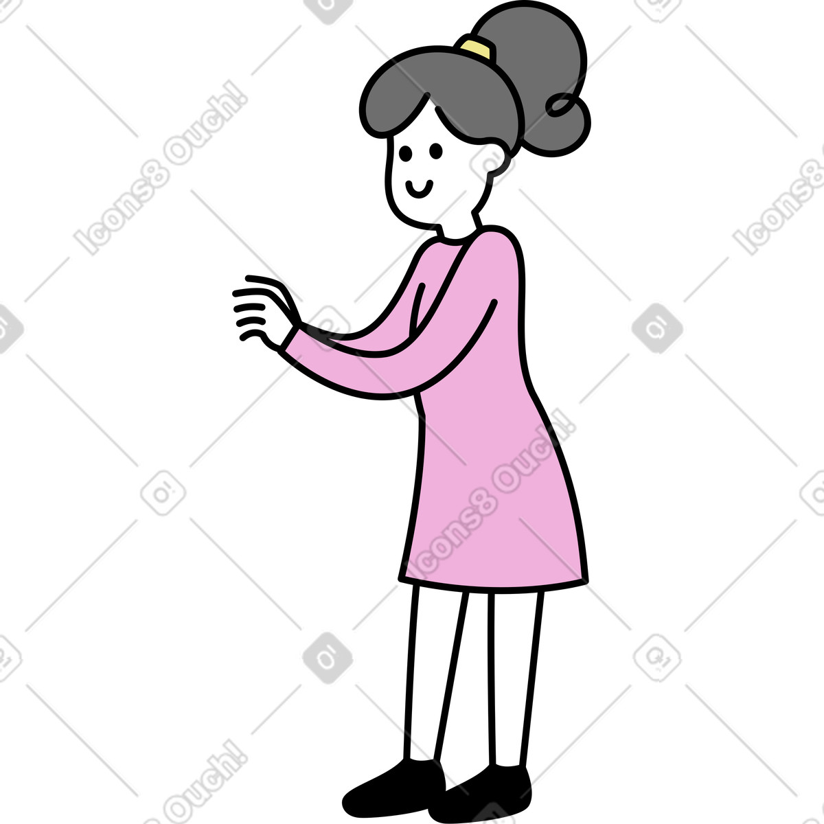 Ilustração de Smiling person figure in long-sleeve pink dress em no estilo Mochi para baixar em PNG, SVG