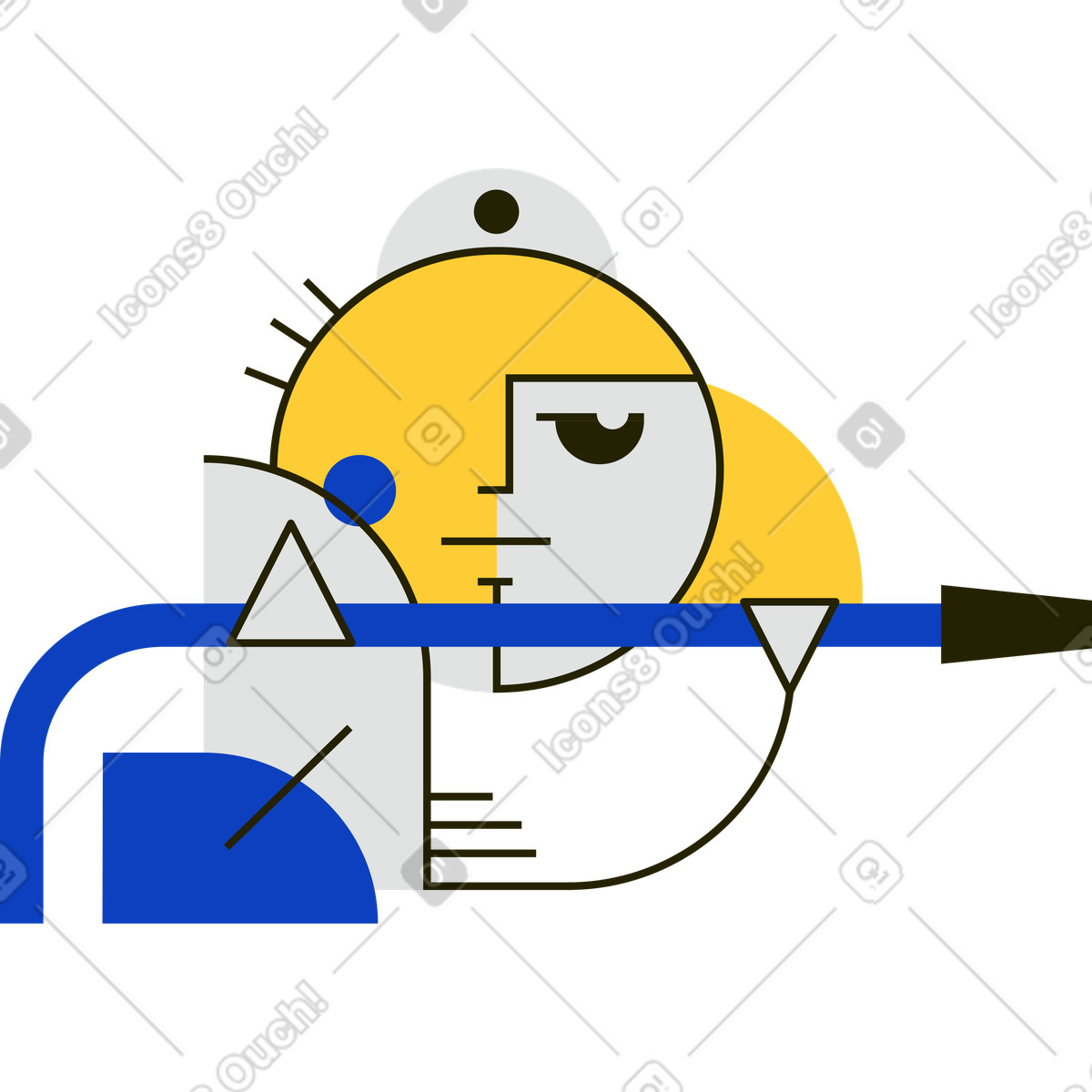 Illustration Pompier dans le style Geom à télécharger aux formats PNG, SVG