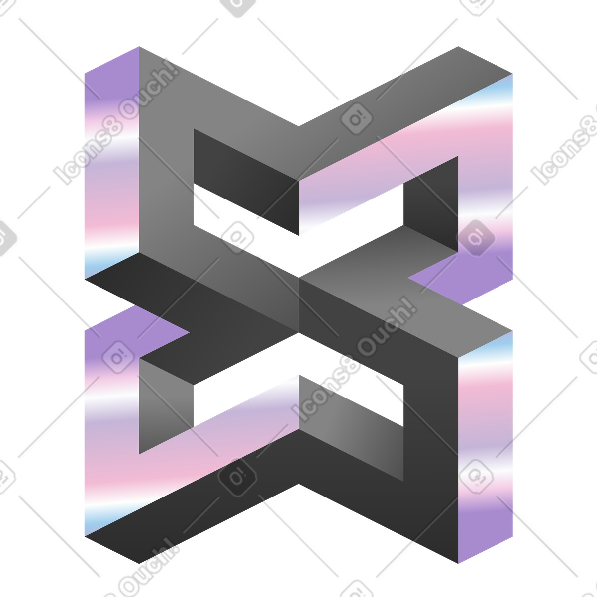 Ilustração de Forma geométrica impossível com bordas gradientes em no estilo Illusion para baixar em PNG, SVG