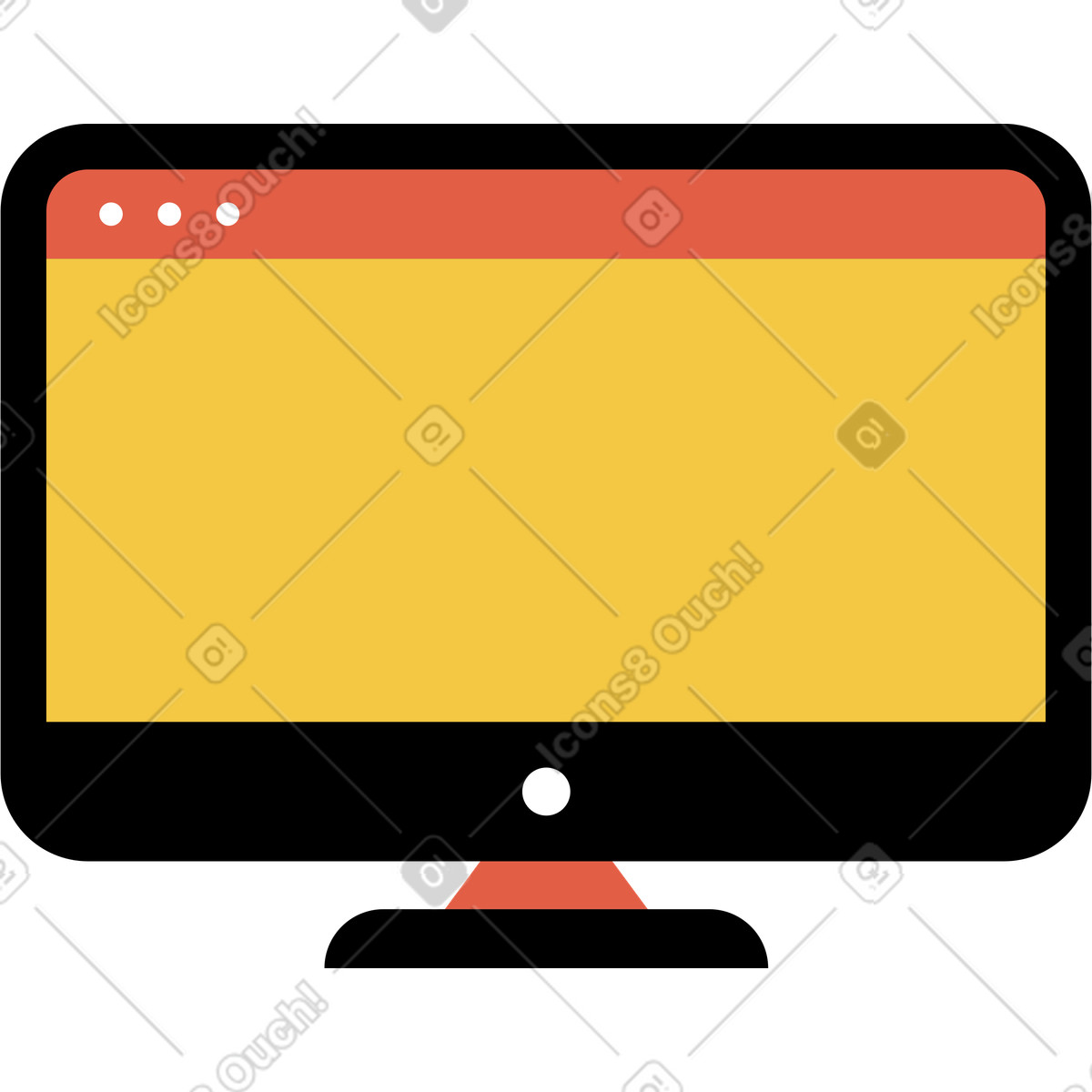 Ilustración Monitor de pantalla amarilla del navegador en estilo Flat a descargar en PNG y SVG