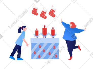 Christmas festivities with stockings and candles PNG, SVG