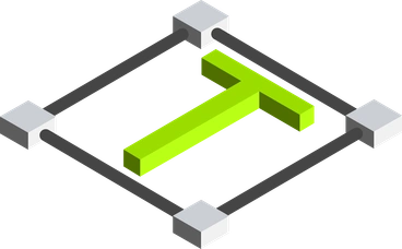 A green T-shaped object within a grid - Jumble style illustration