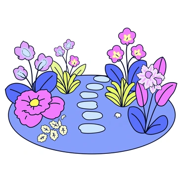 A garden filled with various plants and flowers. The plants display vibrant colors, while the flowers have luminous petals that emit a soft, ethereal light. In the center of the garden is a small stone path that winds through the glowing flora. There are delicate ferns with faintly glowing tips and blossoms of different shapes, all radiating gentle light. The atmosphere is tranquil, with the plants creating an enchanting glow that illuminates the surrounding area.
