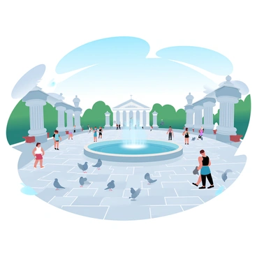 A bustling scene of people and pigeons at Trafalgar Square in central London