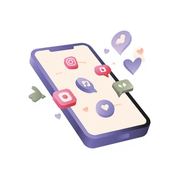 Various social media icons buzzing around a smartphone, indicating leads gathered from different platforms