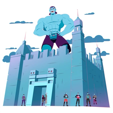 A colossal Titan looming over a city wall, creating a sense of scale and tension