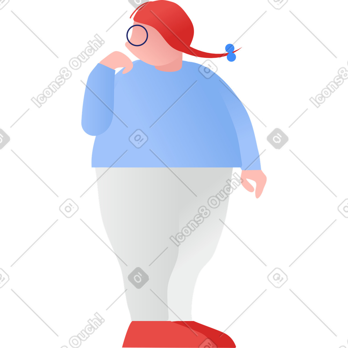 Иллюстрация Толстая девушка стоя в стиле Clip — скачать в форматах PNG, SVG
