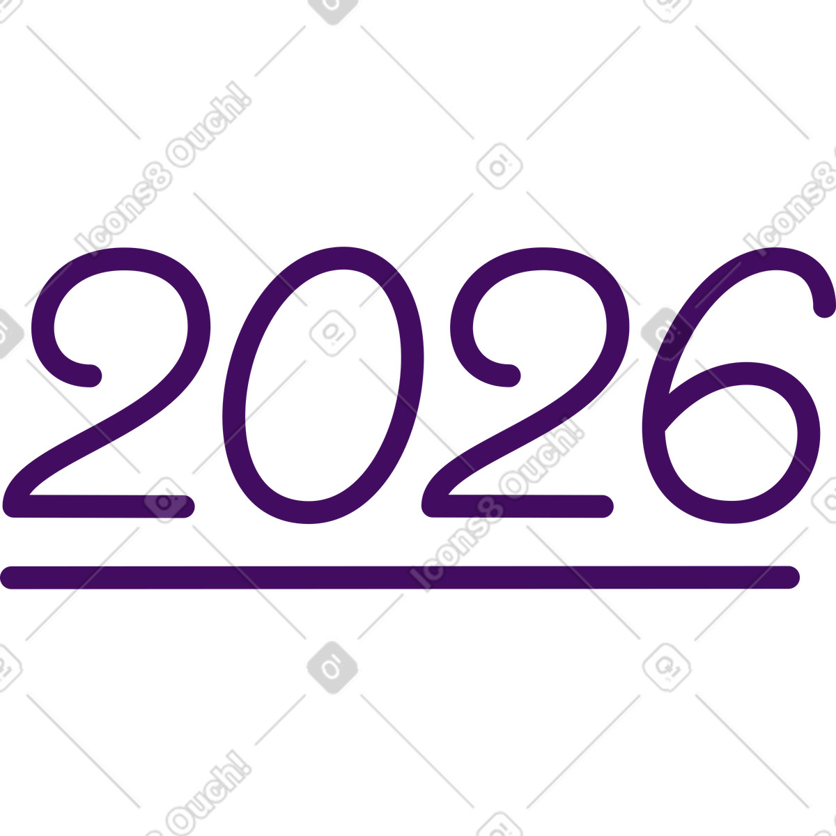 Simplistic スタイルの 2026年のテキスト のイラストをPNG、SVG形式でダウンロード