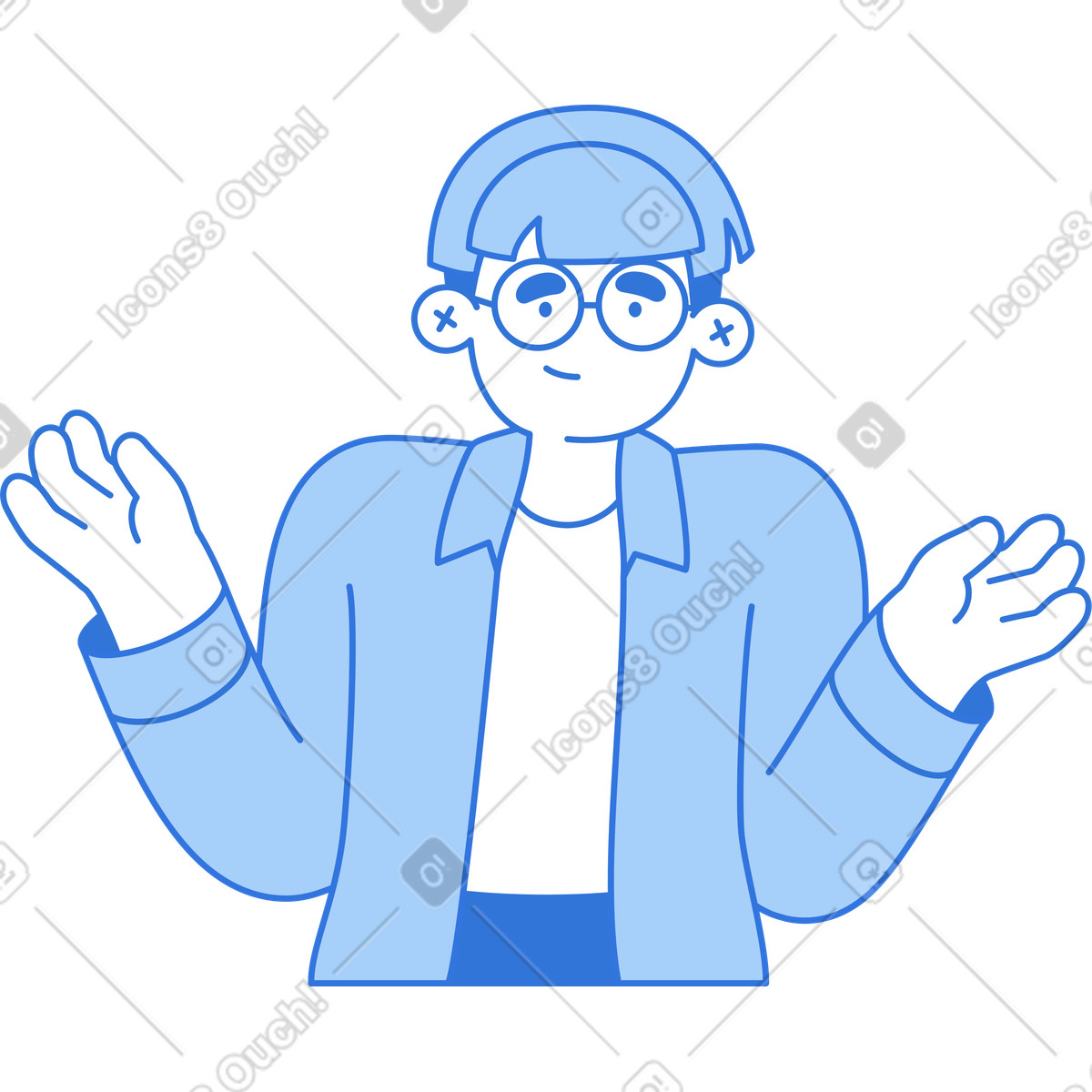 下载 Sky 风格的 男人耸耸肩 插画，支持 PNG、SVG 格式
