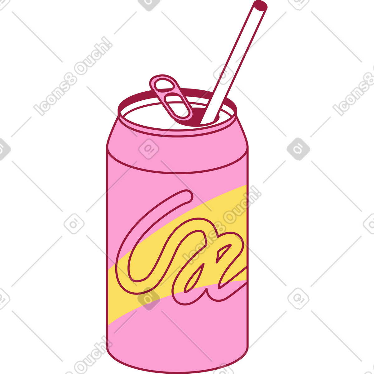 Soda can illustration in Storyline style download in PNG, SVG