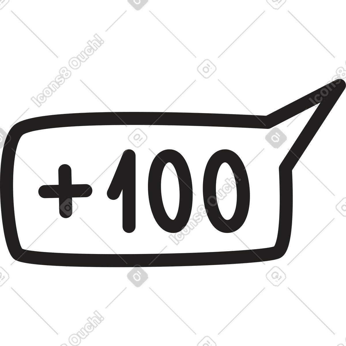 Speech bubble with plus hundred text illustration in Little style download in PNG, SVG