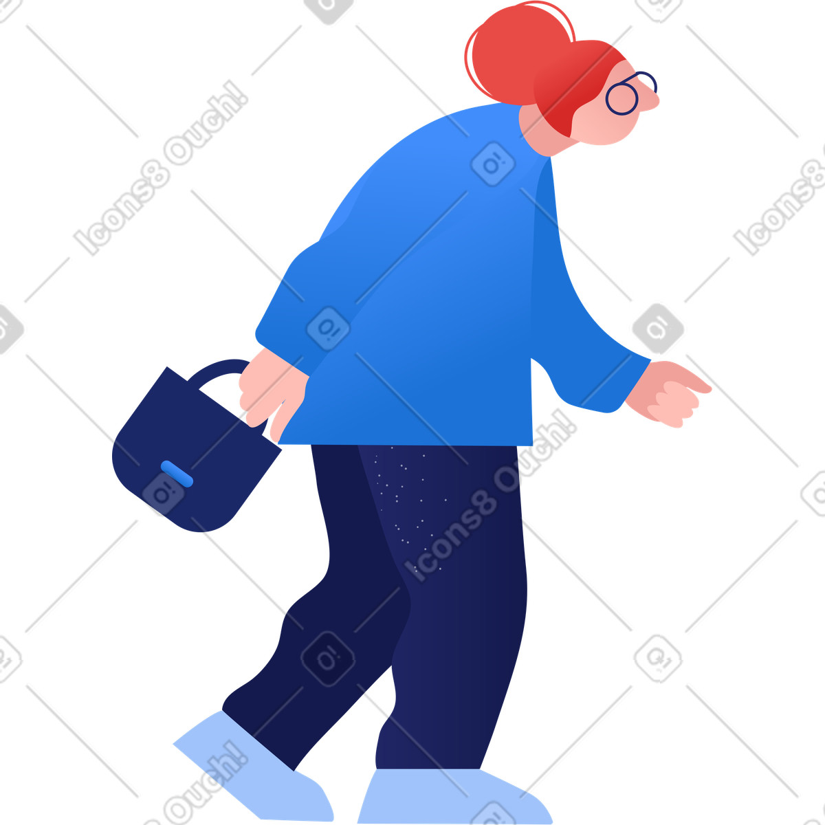Nonna cammina illustrazione in stile Clip scarica in PNG, SVG