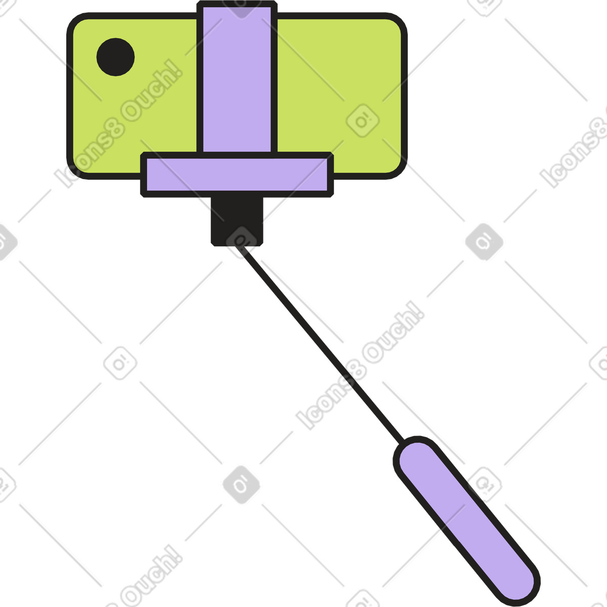 Telefono con selfie stick illustrazione in stile Dazzle scarica in PNG, SVG