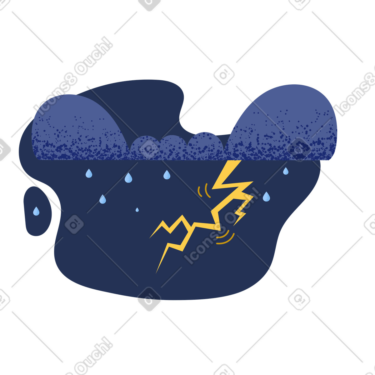 밤하늘에 비와 천둥번개 illustration in Pale style download in PNG, SVG