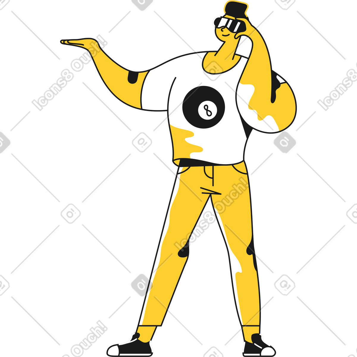 Taxi スタイルの 眼鏡の男 のイラストをPNG、SVG形式でダウンロード