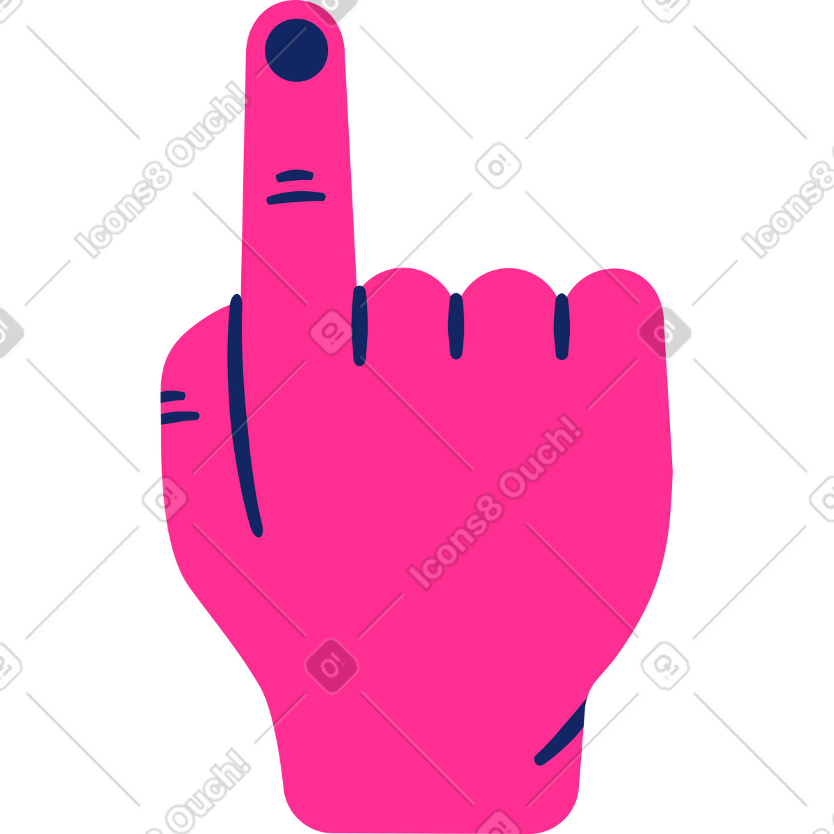 Index finger up illustration in Cyborg style download in PNG, SVG