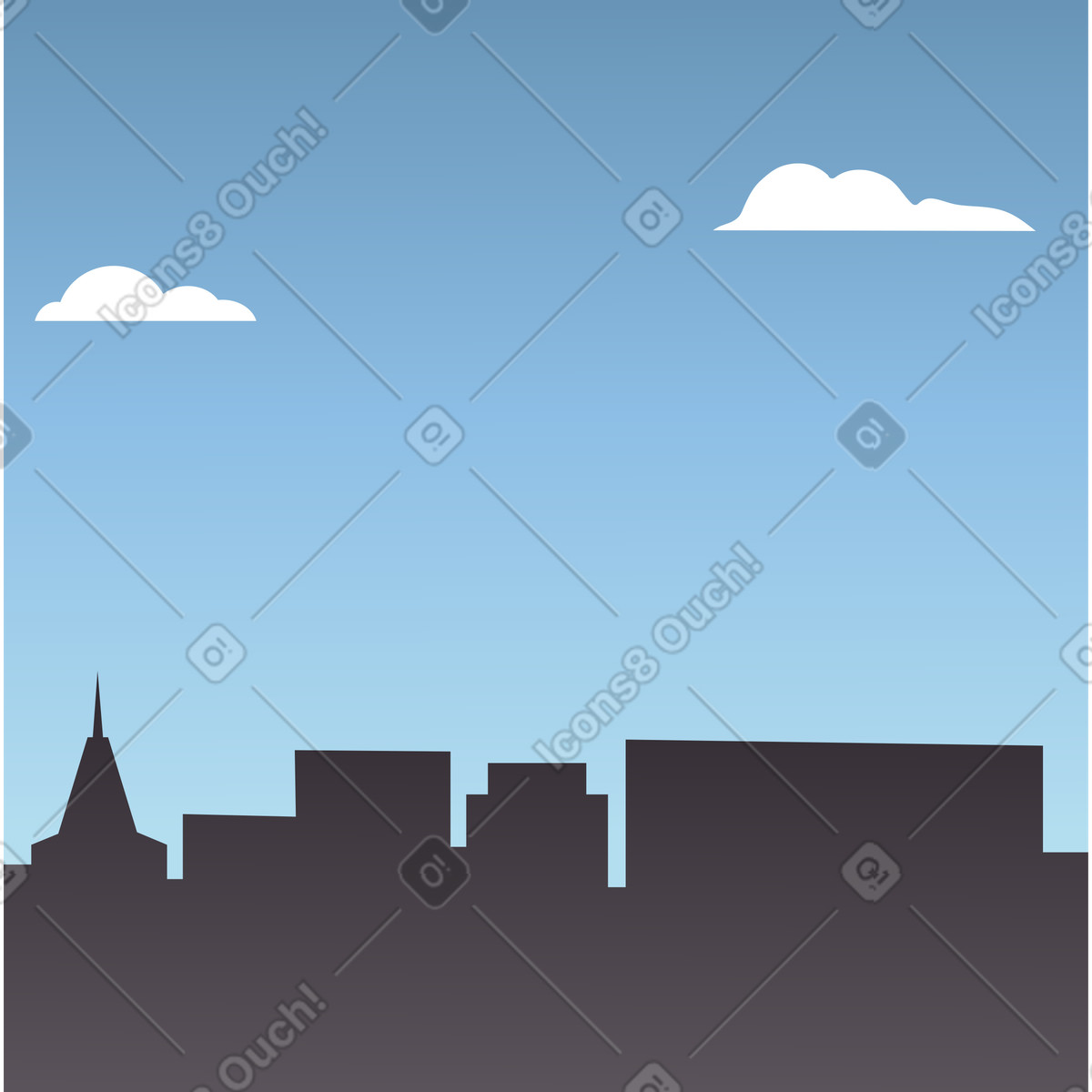 City morning landscape illustration in Eastwood style download in PNG, SVG