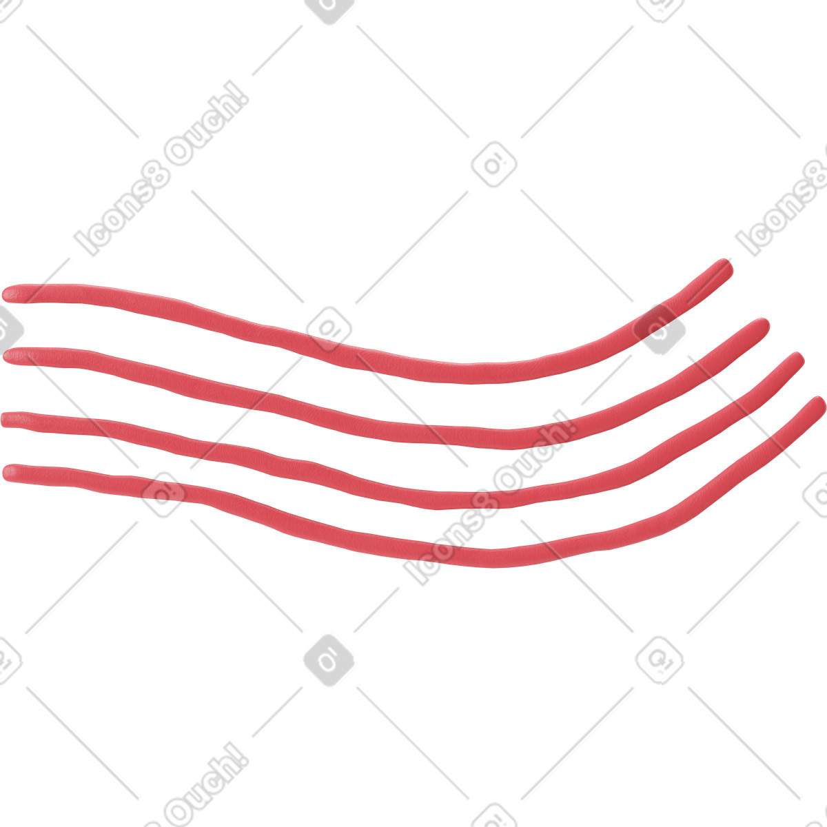 下载 3D Stripy 风格的 波浪红色条纹 插画，支持 PNG、SVG 格式