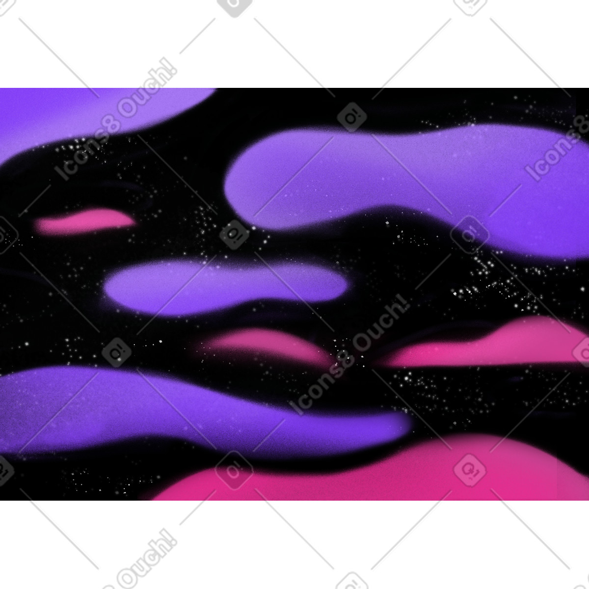 Starry sky background with purple and pink clouds illustration in Doodle style download in PNG, SVG