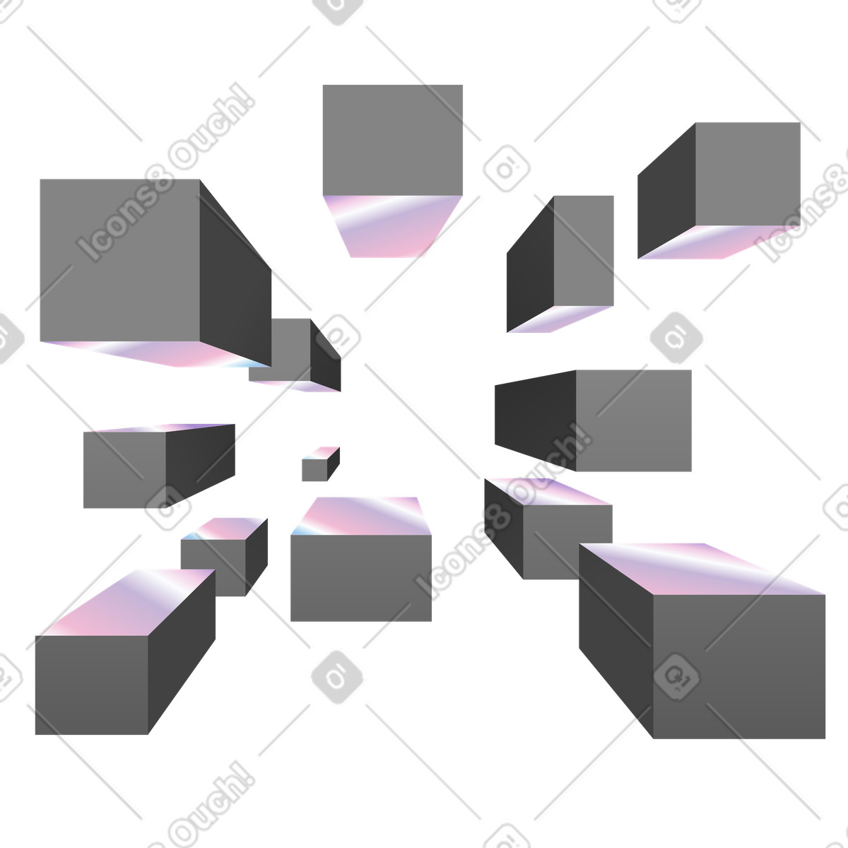 Floating cubes arranged in perspective, Modern abstract background illustration Illusion style download PNG, SVG