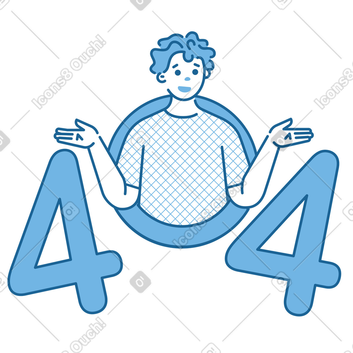 Man confused by 404 error code illustration in Natty style download in PNG, SVG
