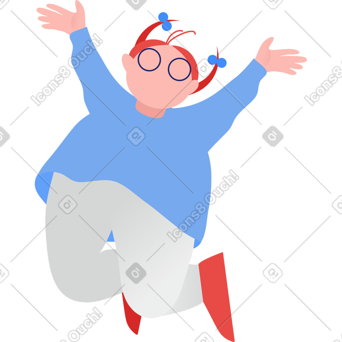 Fat girl jumping-Illustration im Clip-Stil als Download in PNG, SVG