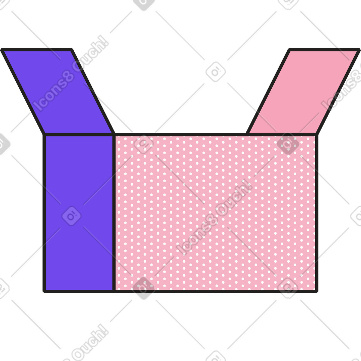 Open pink box illustration in Dazzle style download in PNG, SVG