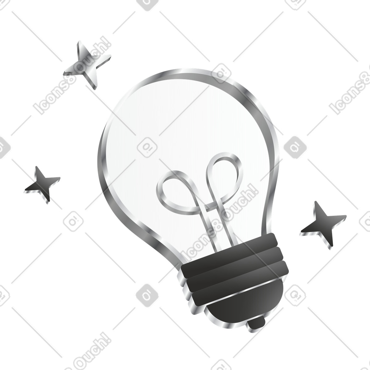 Creativity metaphor glowing bulb and stars indicating inspiration imagination illustrazione in stile Token scarica in PNG, SVG