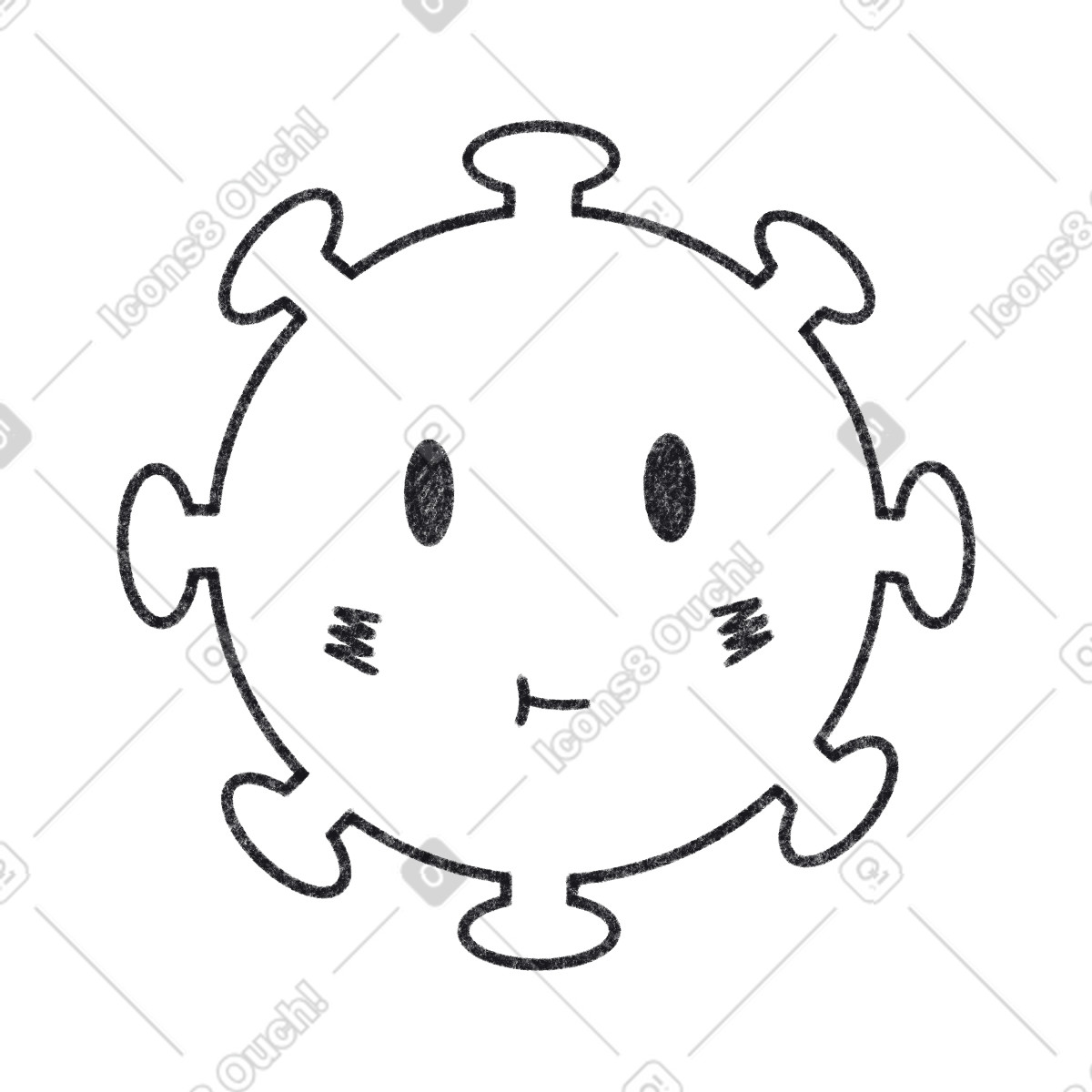 Virus batterico covid illustrazione in stile Bonbon Line scarica in PNG, SVG