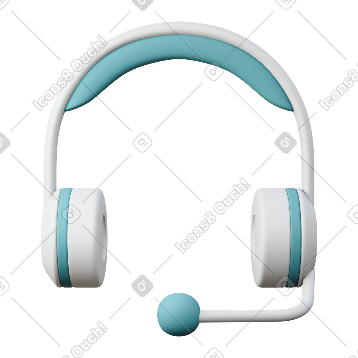 Headset illustration in 3D Sugary style download in PNG, SVG