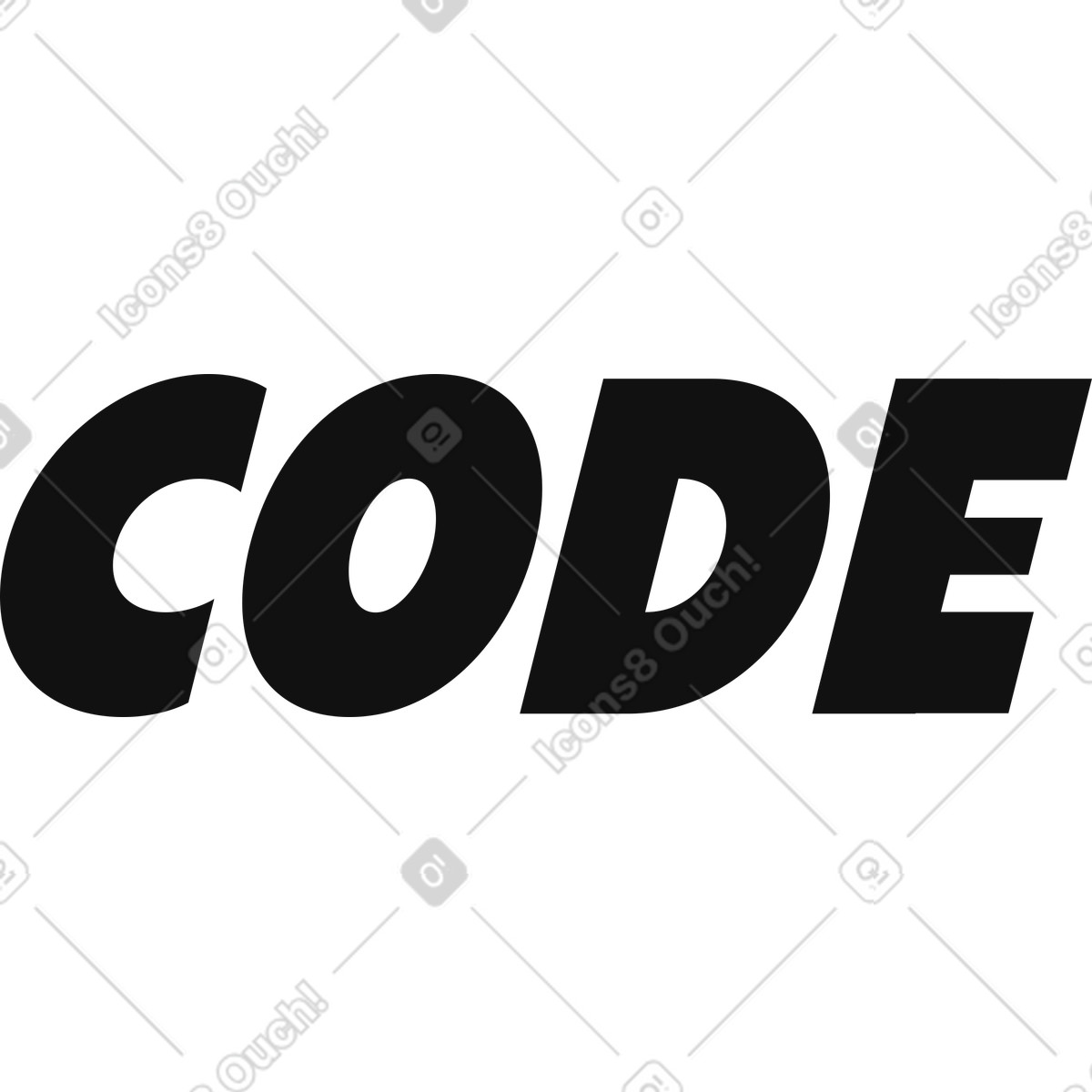 Lettering Code text illustration in Network style download in PNG, SVG