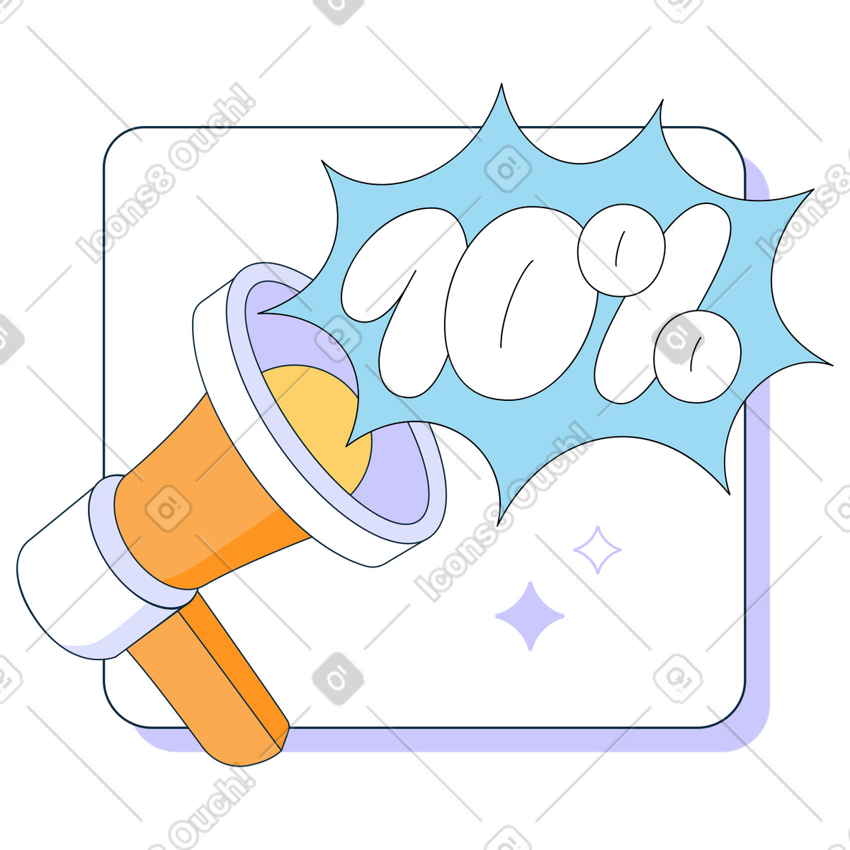 Ilustração de Megafone com dez por cento desconto em no estilo Bubble gum para baixar em PNG, SVG