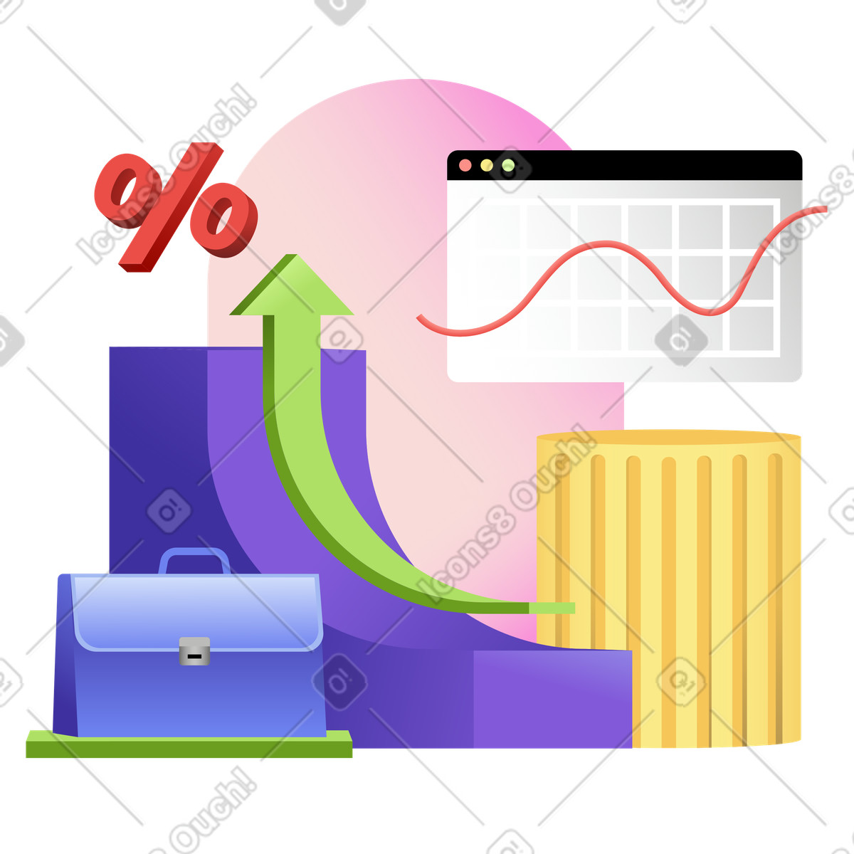 Ilustración Análisis de negocios con ganancias crecientes en estilo Levels a descargar en PNG y SVG
