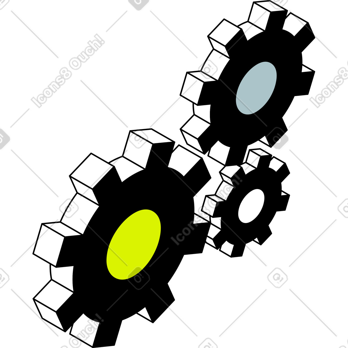 Illustration Engrenages dans le style Isometric à télécharger aux formats PNG, SVG