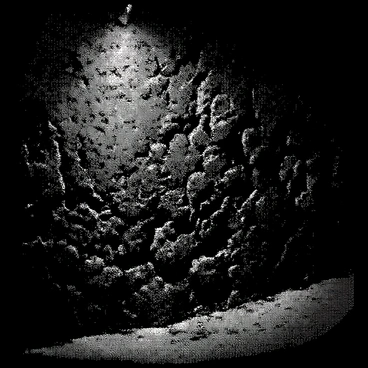 A dark cave features a rough stone wall with ancient runes etched into its surface. The runes are positioned irregularly, showcasing intricate designs and symbols from an ancient language. They emit a faint glow, illuminating the surrounding area with soft light. The texture of the stone wall is rugged and uneven, emphasizing the age of the cave. Shadows are cast around the runes, creating a mysterious atmosphere.