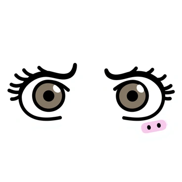 A close-up of a person's eyes, depicting deep brown irises with a glistening effect. The eyelashes are long and dark, framing the eyes which are slightly teary. The person's expression reflects intensity and a rush of emotions, with the eyebrows furrowed. The surrounding skin shows a subtle blush, enhancing the emotional impact of the gaze.