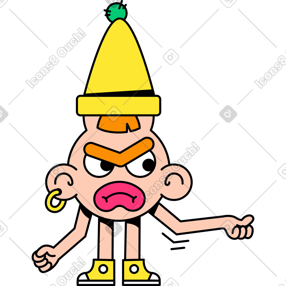 Angry character in hat illustration Droll style download PNG, SVG