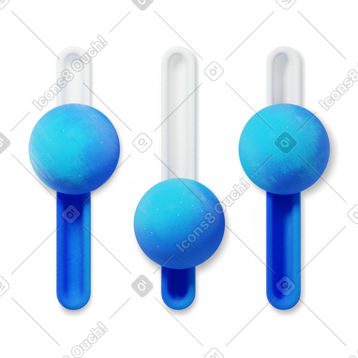 Blue sliders UI illustration in 3D Microsoft Fluent style download in PNG, SVG