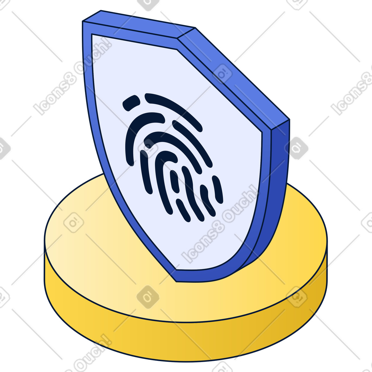Shield with fingerprint icon, data privacy and biometric security illustration in Neat style download in PNG, SVG