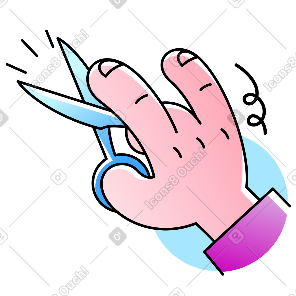 Hand with scissors illustration in Pocus style download in PNG, SVG