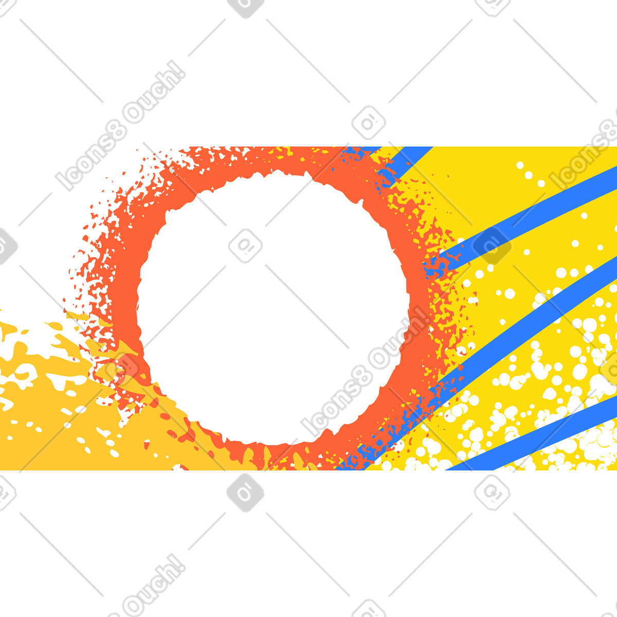 Abstrakter hintergrund mit orange gesprühtem kreis-Illustration im Experimental-Stil als Download in PNG, SVG