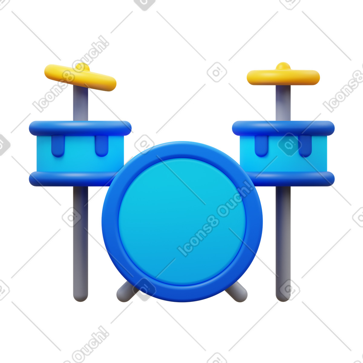 3D Fluency 스타일의 Drum set 일러스트레이션 PNG, SVG 다운로드