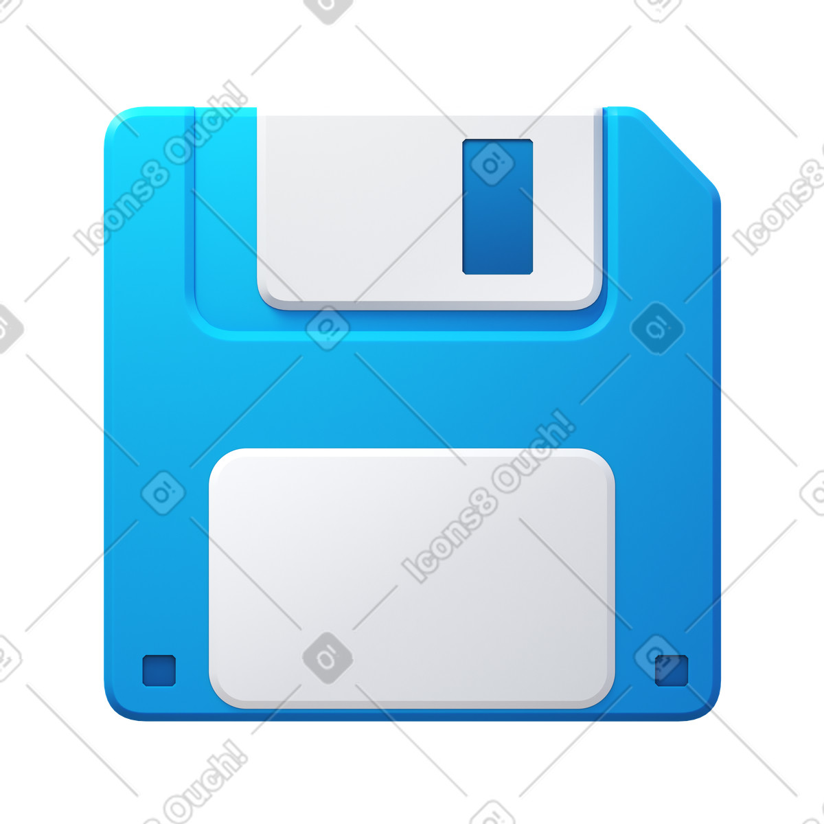 Blue floppy disk illustration in 3D Fluency style download in PNG, SVG