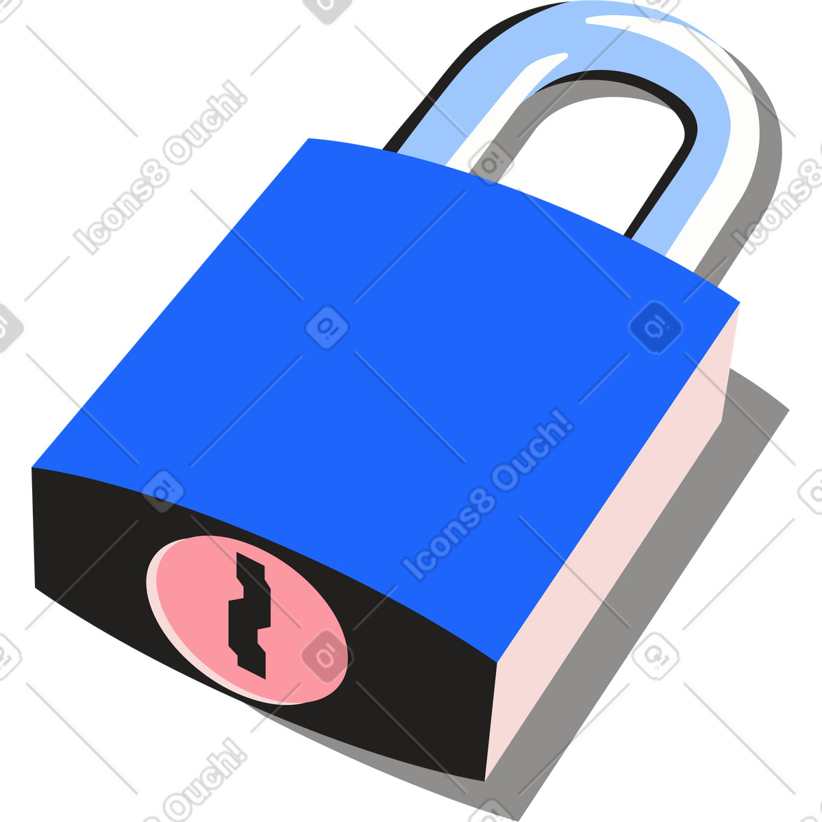 Blue lock illustration in Editorial style download in PNG, SVG
