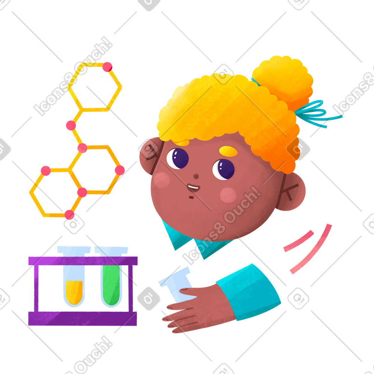 Chimico con liquidi di miscelazione in provetta illustrazione stile Bonbon scarica PNG, SVG