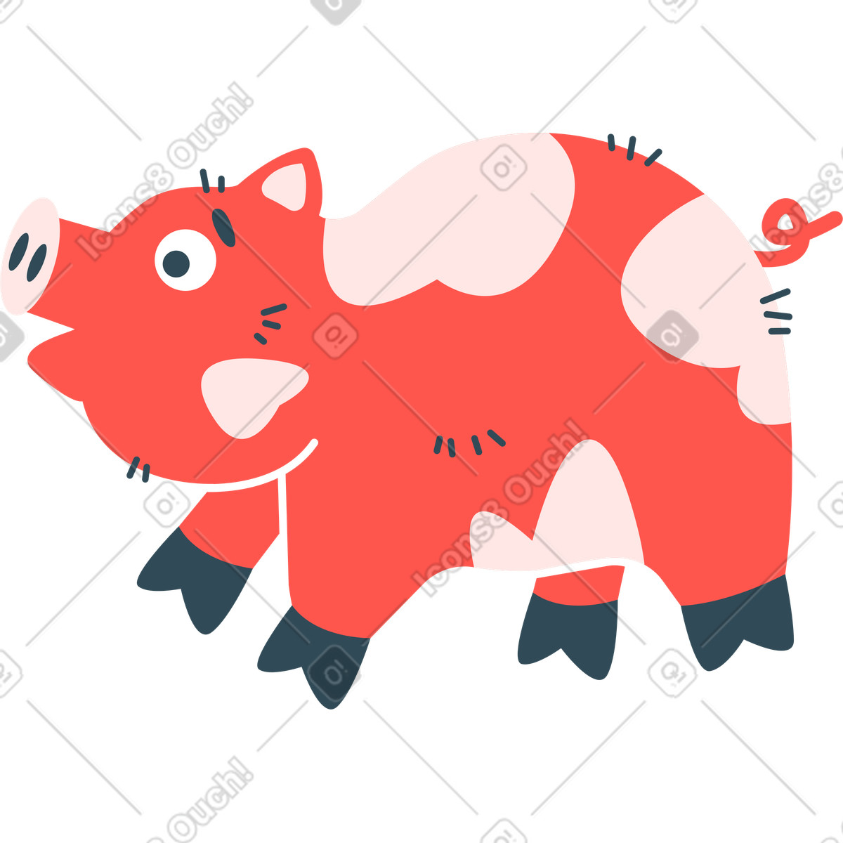 Ilustración Cerdo en estilo Kingdom a descargar en PNG y SVG