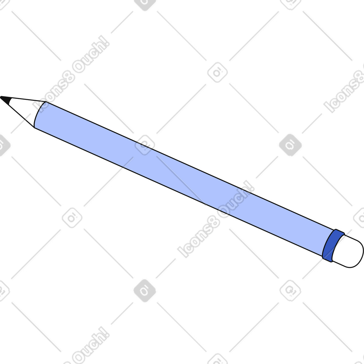 Bleistift mit gummizug am ende-Illustration im Techny-Stil als Download in PNG, SVG